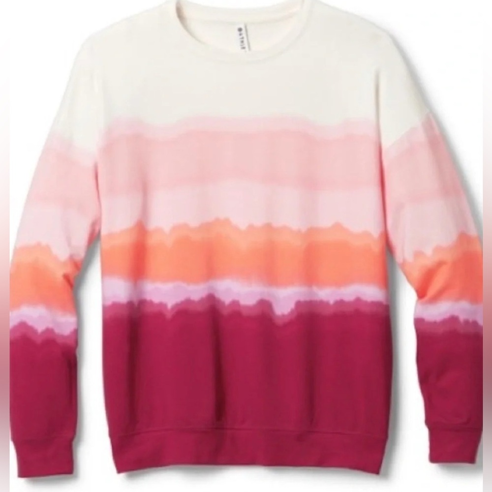 Athleta Balance Pullover Studio to Street Sweatshirt in Ombré Tie Dye. NWOT